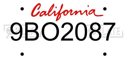 9BO2087 California License Plate