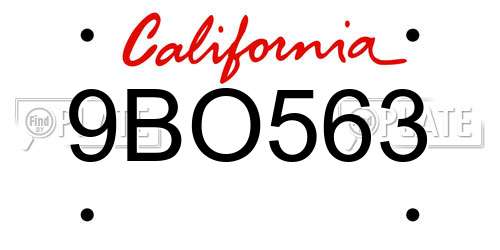9BO563 California License Plate