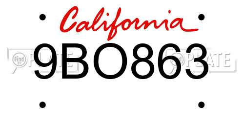 9BO863 California License Plate