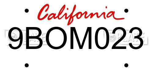9BOM023 California License Plate