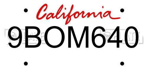9BOM640 California License Plate