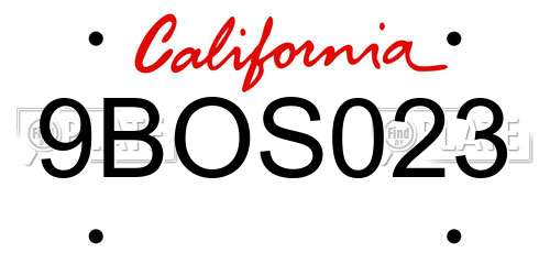 9BOS023 California License Plate