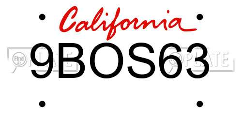 9BOS63 California License Plate