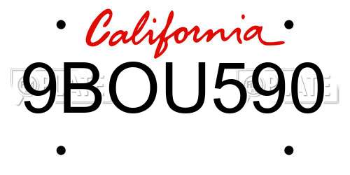 9BOU590 California License Plate