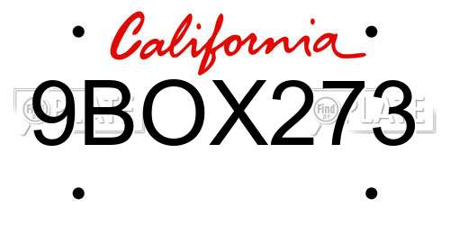 9BOX273 California License Plate