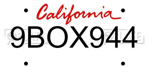 9BOX944 California License Plate