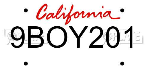 9BOY201 California License Plate