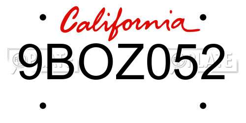 9BOZ052 California License Plate