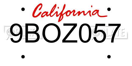 9BOZ057 California License Plate