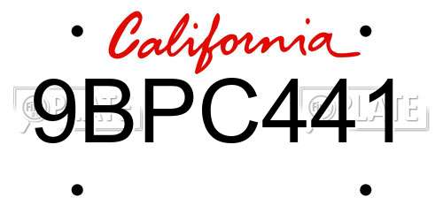 9BPC441 California License Plate
