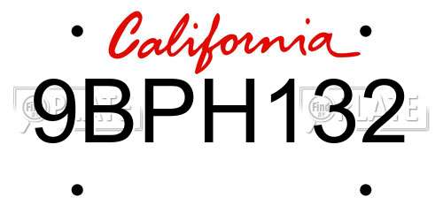 9BPH132 California License Plate