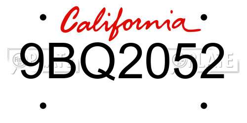 9BQ2052 California License Plate