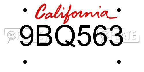 9BQ563 California License Plate