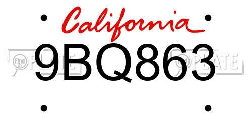 9BQ863 California License Plate