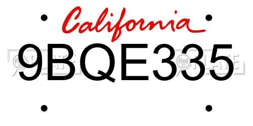 9BQE335 California License Plate