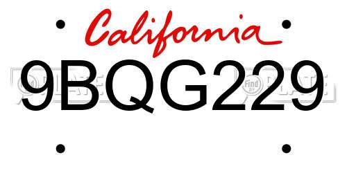 9BQG229 California License Plate