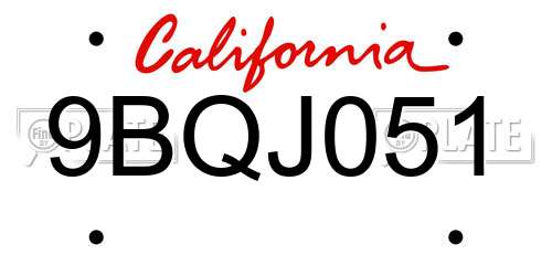 9BQJ051 California License Plate