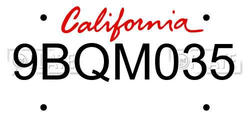 9BQM035 California License Plate