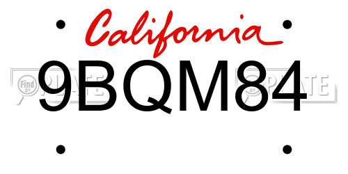 9BQM84 California License Plate