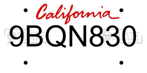 9BQN830 California License Plate