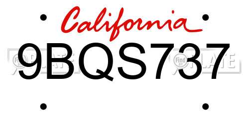 9BQS737 California License Plate