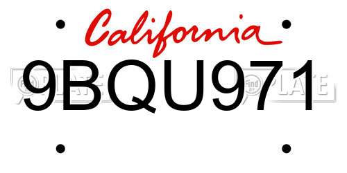 9BQU971 California License Plate