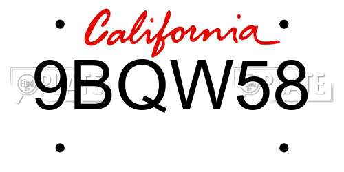 9BQW58 California License Plate