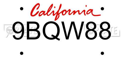 9BQW88 California License Plate