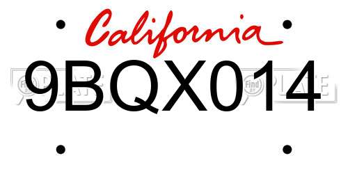 9BQX014 California License Plate