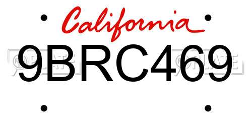 9BRC469 California License Plate