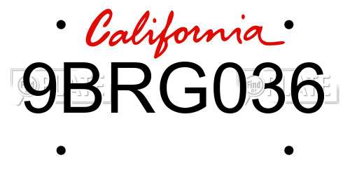 9BRG036 California License Plate
