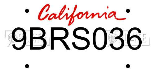 9BRS036 California License Plate