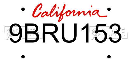 9BRU153 California License Plate