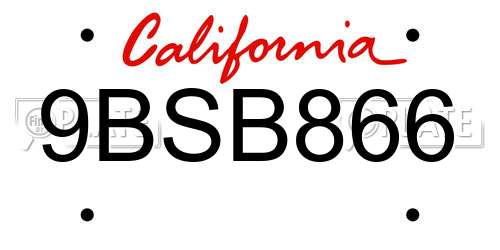 9BSB866 California License Plate