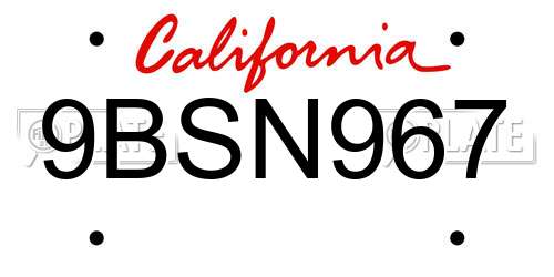 9BSN967 California License Plate