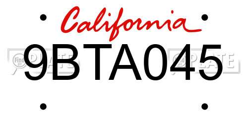 9BTA045 California License Plate
