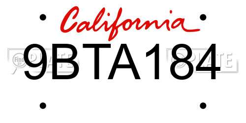 9BTA184 California License Plate