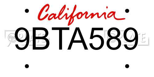 9BTA589 California License Plate