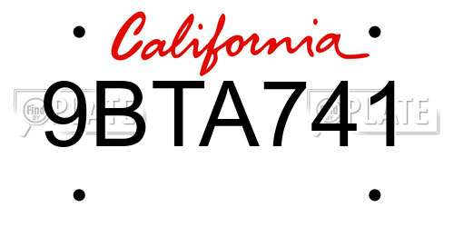 9BTA741 California License Plate