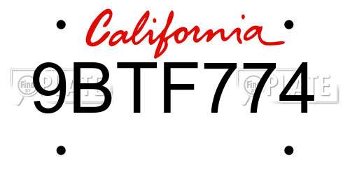 9BTF774 California License Plate