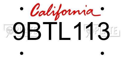 9BTL113 California License Plate