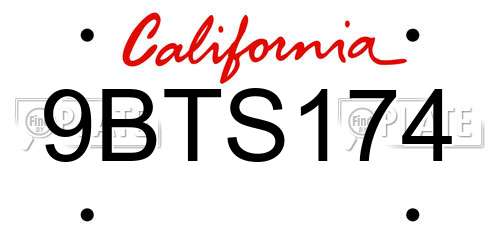 9BTS174 California License Plate