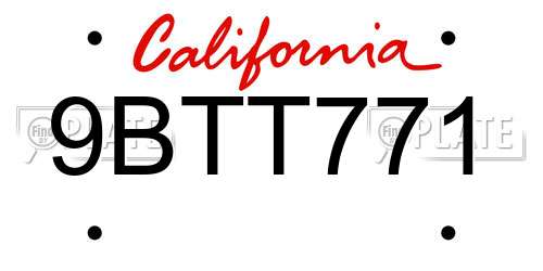9BTT771 California License Plate