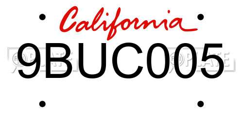 9BUC005 California License Plate