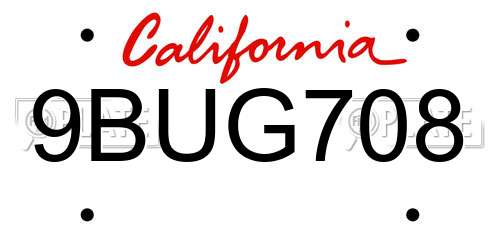 9BUG708 California License Plate