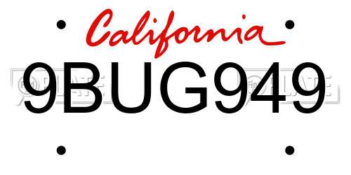 9BUG949 California License Plate