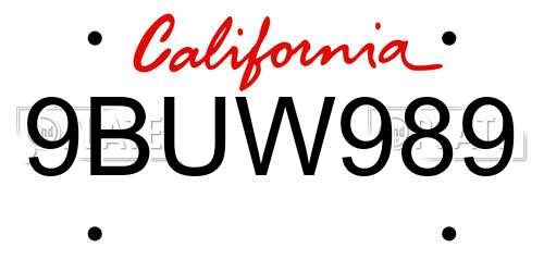 9BUW989 California License Plate