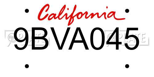 9BVA045 California License Plate