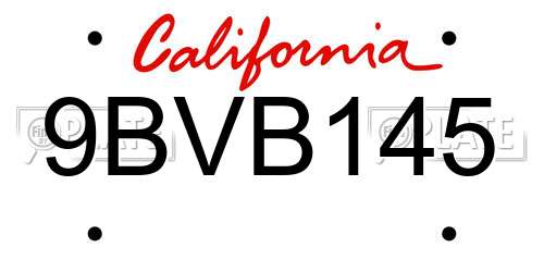 9BVB145 California License Plate