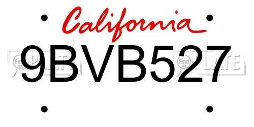 9BVB527 California License Plate